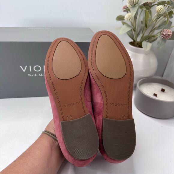 New Vionic Willa Slip On Comfort Loafer Shoes Pink Suede Leather Women's 6M NWB - Picture 8 of 10